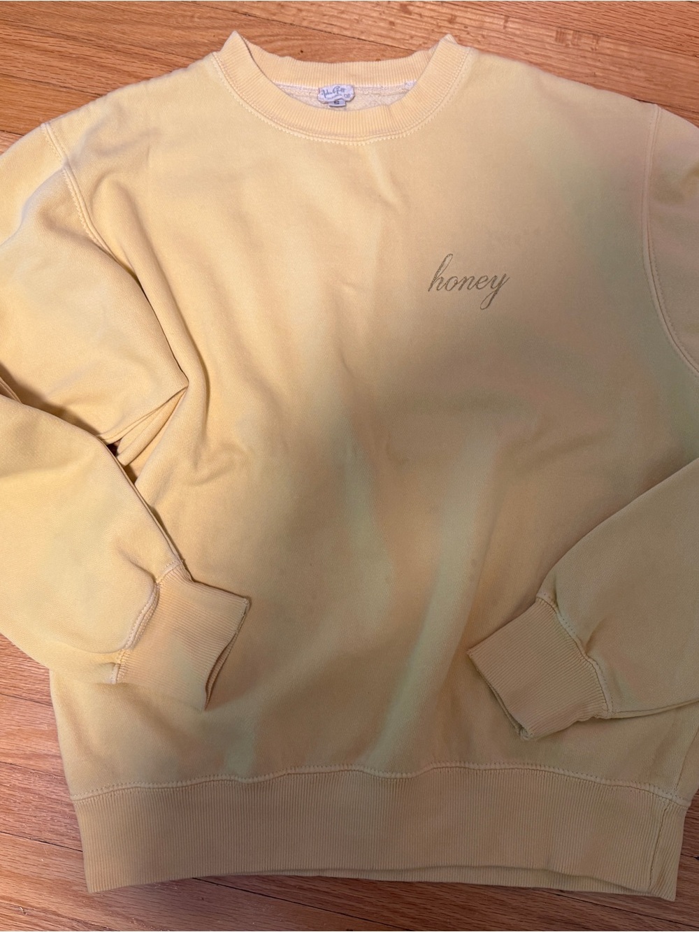 Brandy Melville/John Galt Honey Embroidered Crewneck Sweatshirt - Yellow
